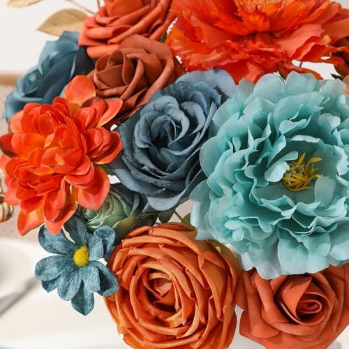 Floweroyal Artificial Flowers Fake Rose Flowers Dahlia with Stems for DIY Wedding Bridal Bouquets, Baby Shower, Floral Arrangement, Table Centerpieces, Home Decorations - Image 2