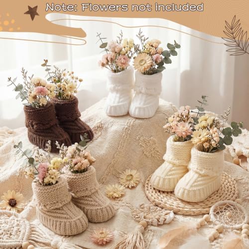 Tranqun 4 Sets Baby Booties Centerpiece No Floral DIY,Classic,Brown - Image 4