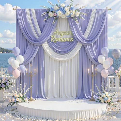 10 ft x 10 ft Wrinkle Free Lavender Backdrop Curtain for Parties, Polyester Light Purple Photo Backdrop Drapes 2 Panels 5x10ft for Baby Shower Photoshoot Wedding Birthday Party Photography Curtains - Image 2