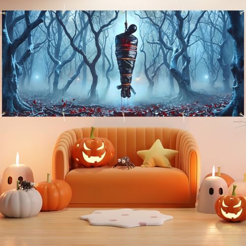 Hanging Body 7 x 16 ft Halloween Garage Door Decorations Halloween decorations Witch Door Cover, Hanging Banner,Backdrop Mural for Home, Outdoor, Indoor, Spooky Party, Wall, Window - Image 5