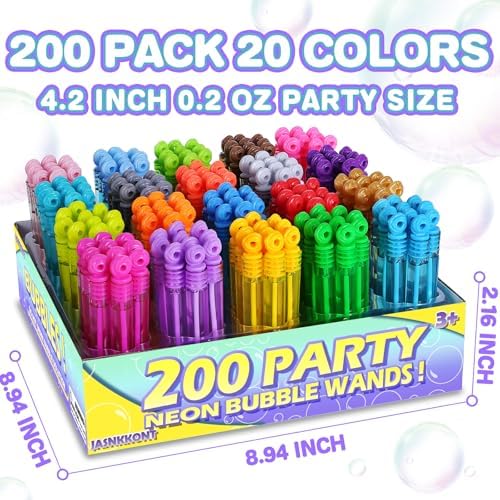 200 Pack Mini Bubble Wands Bulk, 20 Color Bubbles Party Favors Display Box - Image 6
