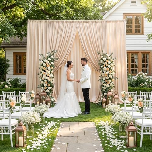 Champagne Backdrop Curtain - 10x10FT Back Drop Curtains for Parties Wrinkle-Free Soft Polyester Backdrop Wedding Decorations Photoground Backdrop Stain-Resistant for Back Drop Stand, 2 Panels - Image 6
