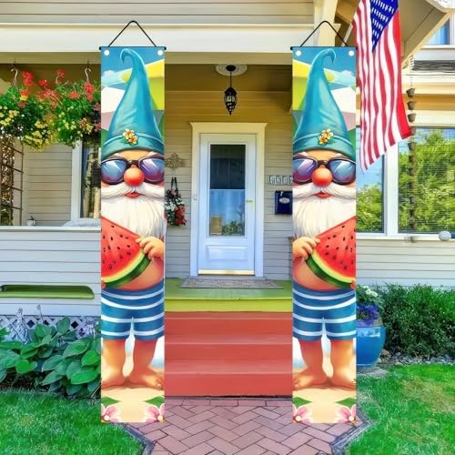 BlissYard 2pcs Welcome Summer Door Banner Hawaiian Beach Funny Gnome Porch Banners Sign Summer Sunshine Front Door Hanging Decor Banner for Seasonal Home Hawaii Tropical Party Outdoor Decorations - Image 6
