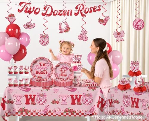 217PCS Two Dozen Roses 2nd Birthday Theme Party Supplies, Serves 25 - Image 3