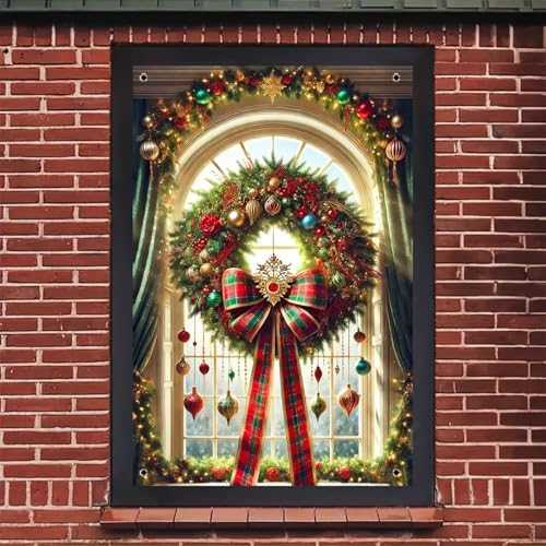 BlissYard Holiday Xmas Window Decor Cover 32x47 Inch Fabric - Image 5