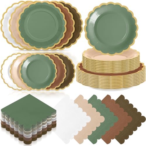 Zhehao 150 Pcs Woodland Paper Plates Napkins Serves 50 by Zhehao
