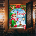BlissYard Elf Reindeer Christmas Window Banner Fabric 31x47 Inch by BlissYard
