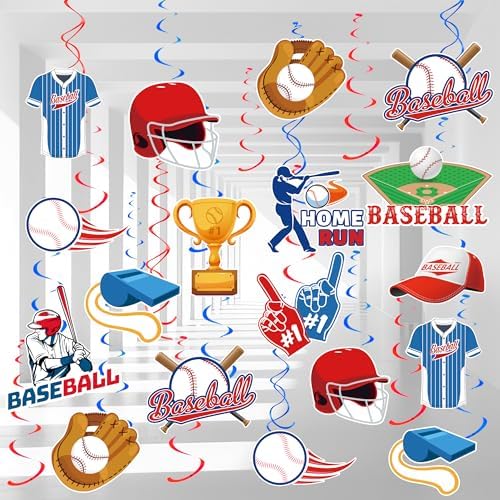 Baseball Hanging Swirls Decorations, 33 Pcs Baseball Hanging Spirals/Baseball Party Hanging Decorations Spirals for Baseball Birthday Decorations & Baseball Party Decorations by FruitfulJewelry