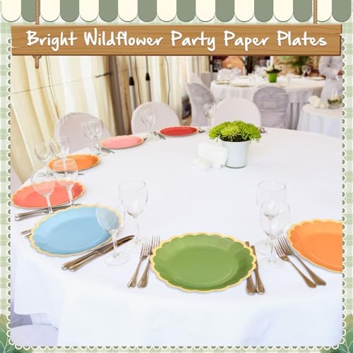 96 Pcs Colorful Paper Plates 9 Inch Floral Party Plates - Image 5
