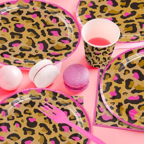 cocomigo 193pcs Cheetah Birthday Decorations Tableware Set, 25 Guests - Image 5