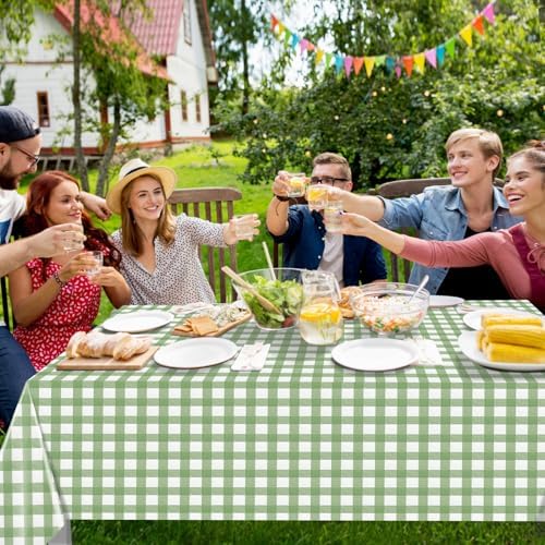 12Pack Sage Green Plastic Checkered Tablecloth, Premium Decorative Disposable Sage Green Gingham Plaid Table Cloths for Parties, Rectangle Party Table Cover for Picnic Birthday Wedding, 54x108 Inch - Image 4