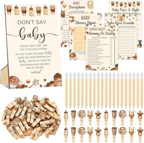 Patelai 321 Pcs Baby Shower Games Supplies, Coffee by Patelai
