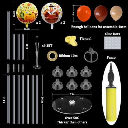 Thanksgiving Decorations, 4 Set Orange Brown Balloon Stand Kit - Image 3