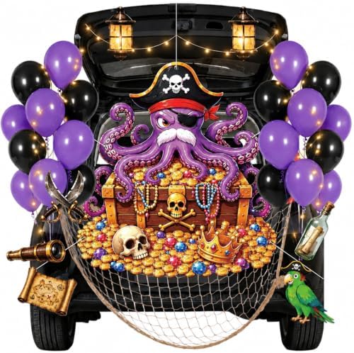 Halloween Pirate Octopus Trunk or Treat Car Decor Kit with Light Strings by Afniimyapt
