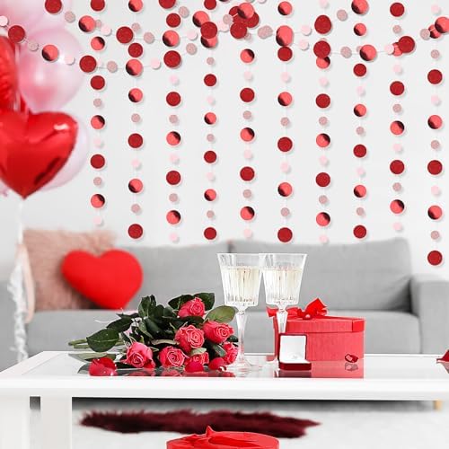 Outus 10 Pieces Red,Pink Round Dots Garland Party Hanging Decor - Image 6