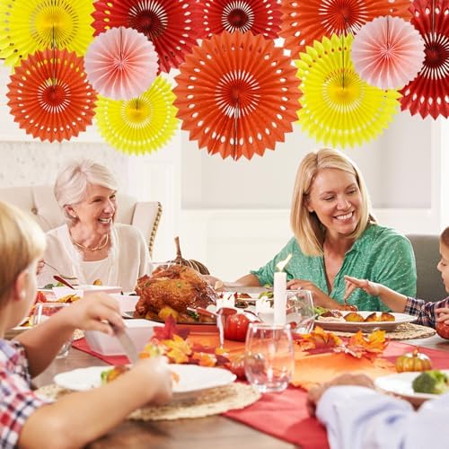 BEISHIDA Honeycomb Round Paper Fans Fall Orange Hanging Party Decoration - Image 6