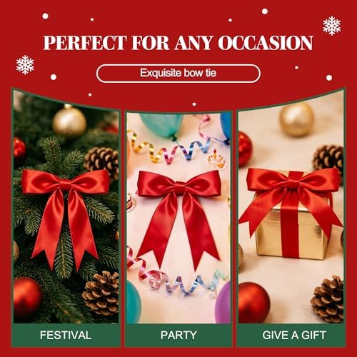 2 Strings Red Bow Garland Banner Decorations, Christmas Tree Decorations - Image 6