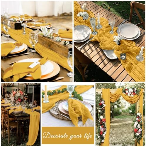 10 Pack Cheesecloth Table Runner 20 x 120 Inch, Gold - Image 7