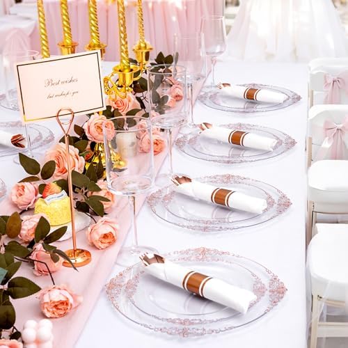 50Pack Pre Rolled Rose Gold Plastic Silverware Heavy Duty for Party - Image 5