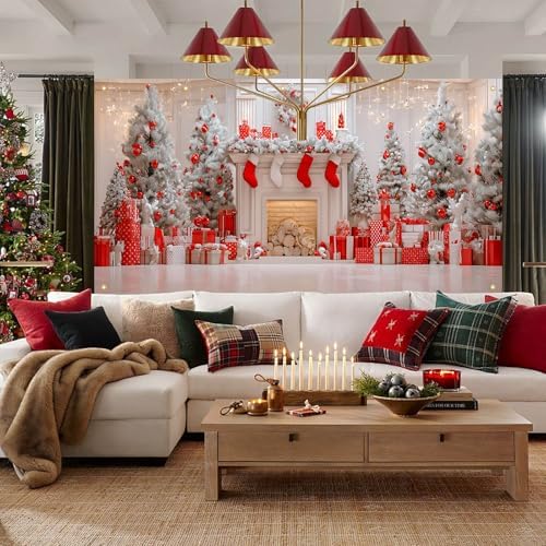 HOMETITUTE Christmas Fireplace Garage Door Cover Banner 13x6ft Fabric - Image 2
