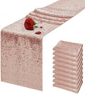 10 Packs 12 x 72 inches Rose Gold Sequin Table Runner by VHH
