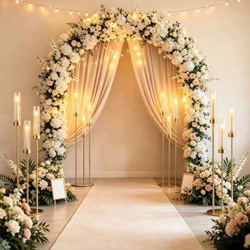 Vincidern 33-Inch Gold 3-Arm Candelabra Centerpiece for Table, 8-Piece Taper Candle Holder Set for Wedding, Party, Event, Christmas Decoration - Image 7