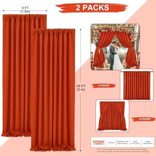 Rust Backdrop Curtains 10ftx10ft Thanksgiving Polyester Photo Drapes - Image 3