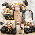 Black and Gold Balloon Arch Garland Kit, Graduation Balloons Black White Sand Beige Cream Champagne Gold Metallic Balloons for Congrats Grad Bridal Baby Shower Anniversary Wedding Birthday Party Decor by Paeyeq