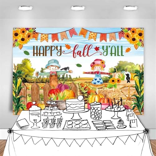 8x6ft Happy Fall Thanksgiving Backdrop Banner Pumpkin Patch Photography Background for Kids Fall Festival Party Decorations Photo Booth Backdrop Wall Decor Indoor Outdoor - Image 5