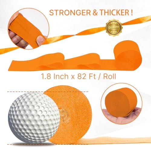 PartyWoo Yellow Crepe Paper 6pcs 492 FT Pastel Orange Streamers - Image 6