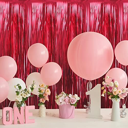 GOER 3.2 ft x 9.8 ft Metallic Tinsel Foil Fringe Curtains Party Photo Backdrop Party Streamers for Birthday,Graduation,New Year Eve Decorations Wedding Decor (3 Pcs,Burgundy) - Image 5