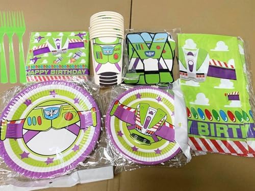 Light inspired Party Decorations Cartoon Story Birthday Party Supplies include Banner Table Cloth Forks Plate Napkins and Cups for Game 1st 2nd 3rd 4th 10th Bday Decor Purple - Image 5