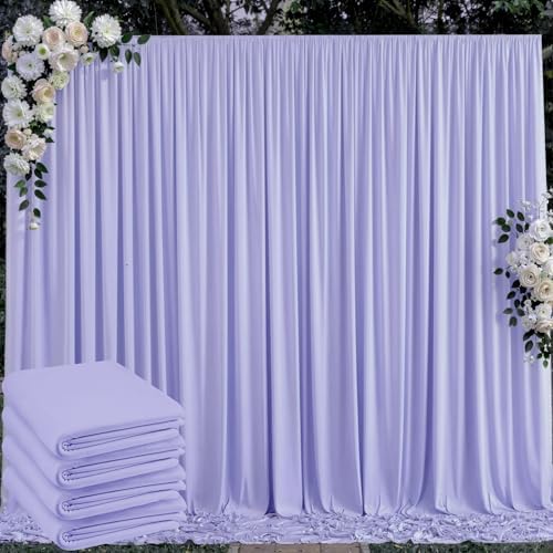 20 ft x 10 ft Wrinkle Free Lavender Backdrop Curtain for Parties, Polyester Light Purple Photo Backdrop Drapes 4 Panels 5x10ft for Baby Shower Photoshoot Wedding Birthday Party Photography Curtains by Outpain