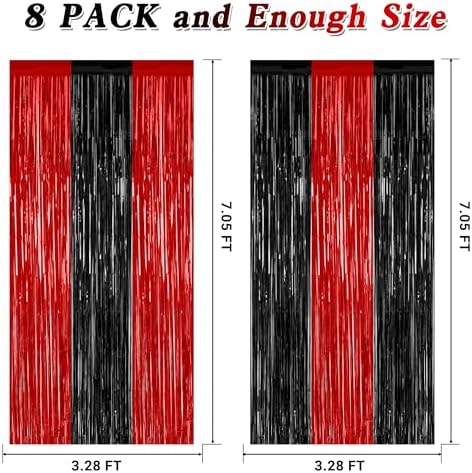 ZATAYE 8 Pack Black Red Halloween Foil Curtain Streamer Decorations - Image 2