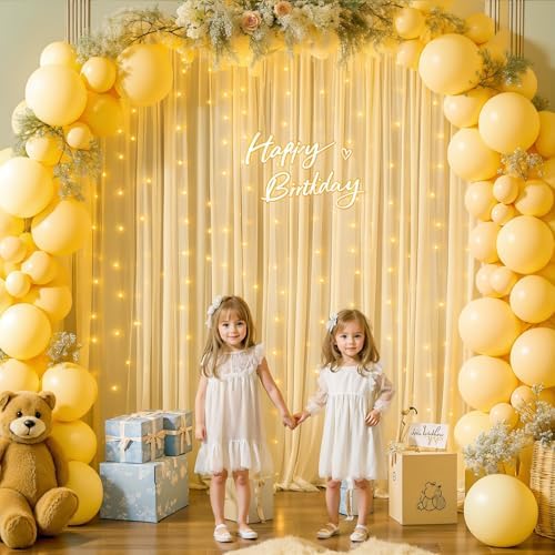 10x10FT Champagne Wrinkle Free Backdrop Curtains with Lights String for Parties - Photo Curtain Backdrop with Lights for Wedding Decorations, Bridal Baby Shower Birthday Party Photography Background - Image 5