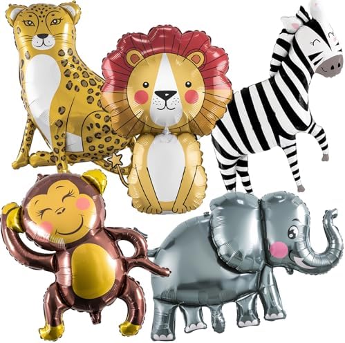 Large Animals Foil Balloons for Jungle Safari Birthday Party Decorations by Lingqiang