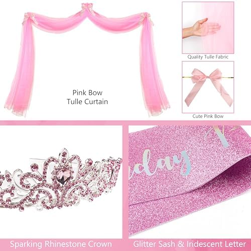 THAWAY Princess Birthday Decorations Pink Gold Balloon Arch Backdrop Set - Image 5