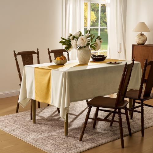 White and Gold Velvet Tablecloths Rectangular: Luxury Christmas Table Cloth - Image 4