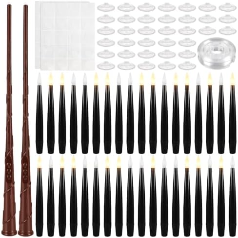 Floating Candles with Magic Wand Remote, 36 PCS Black LED Taper Candles with 2 Wands, Flickering Warm Light Flameless Hanging Candles for Halloween Christmas Party Decor Indoor Outdoor - Image 6