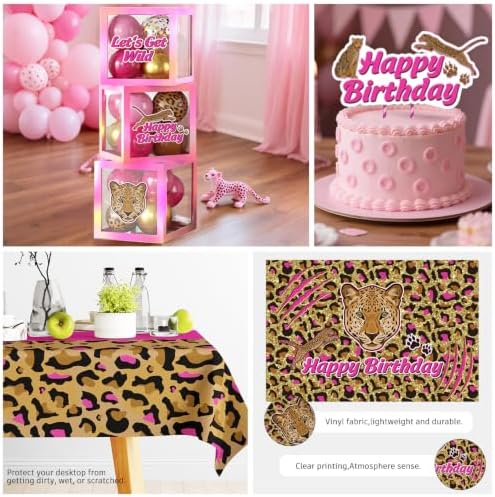 Pink Cheetah Print Birthday Decor, All-in-1 Party Set Serves 25 - Image 6