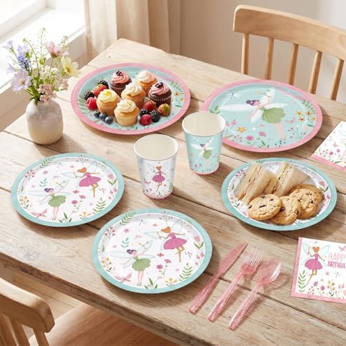 171pcs Fairy Birthday Decorations Paper Plates Napkins Fairy Party Supplies - Image 5