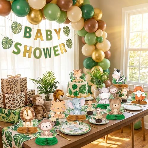 Gueevin 10 Pcs Safari Honeycomb Centerpieces for Baby Shower, Cute Animals - Image 5