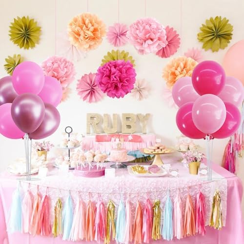 TONIFUL 4 Set Metallic Pink Balloon Stand Balloon Centerpiece for Table Decor - Image 6