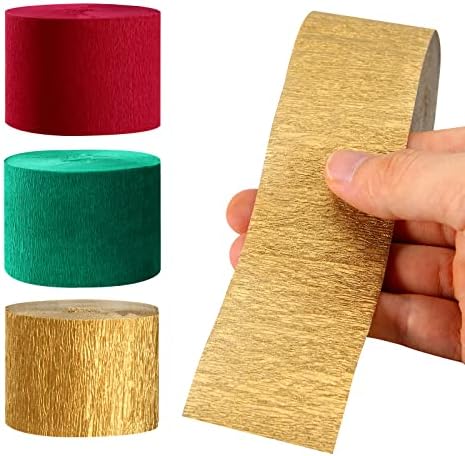 Red-Green Gold Party-Decorations Christmas Streamers - 9 Rolls New Years, Winter Decor Crepe Tissue Paper Streamer Wedding Birthday Baby Bridal Shower Garland Panduola - Image 2