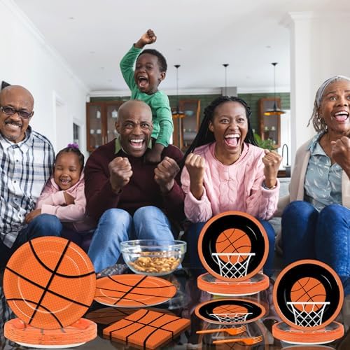 100 Pcs Basketball Party Plates and Napkins Set Basketball Birthday Party Decorations Sports Party Supplies Basketball Tableware Basketball Party Favors for Boy Birthday Party Decorations Serves 25 - Image 6