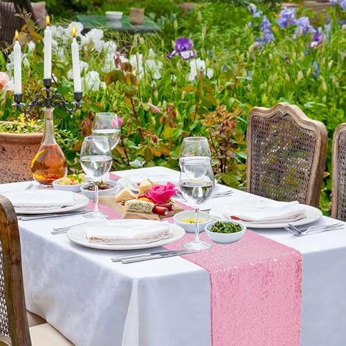 10 Packs 12 x 72 inches Pink Sequin Table Runner - Image 6