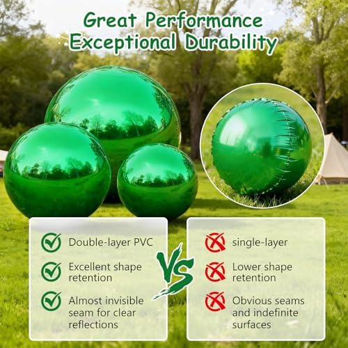 Green Inflatable Mirror Ball 19.7in, Reusable Hanging Mirror Balls Decor Shiny, PVC Large Event Decoration Disco Bubble for Holiday, Party, Wedding - Without Air Pump (1 Piece, 1.64ft) - Image 4