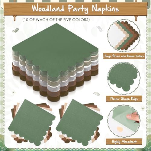 Zhehao 150 Pcs Woodland Paper Plates Napkins Serves 50 - Image 5
