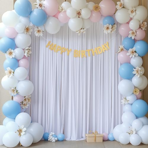 White Backdrop Curtains for Wedding, Wrinkle Free Polyester Photography Backdrop Drapes 8x10FT Photo Backdrop for Baby Shower Birthday Parties Stage Photoshoot Background Decorations 4x10ft,2 Panels - Image 3