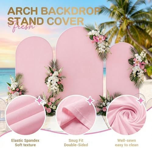 Toolterritary Set of 3 Metal Arch Backdrop Stand with Cover Set, (8FT, 7.2FT, 6.6FT Wedding Arch and Cover Set), Backdrop Arch for Party, Baby Shower, Birthday, and Graduation Ceremony - Image 4